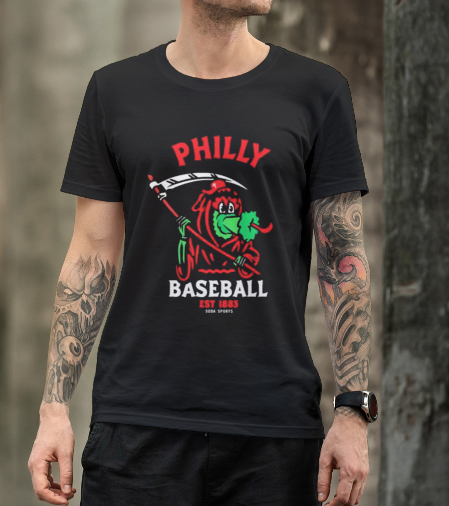 Philly Baseball Est 1883 Soda Sports Phillie Phanatic Grim Reaper T-Shirt