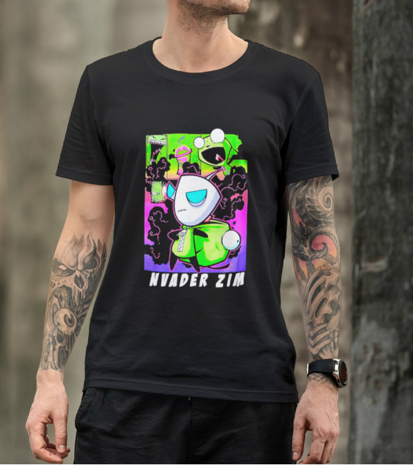 Invader Zim GIR Unzipped Neon Colors Cartoon T-Shirt