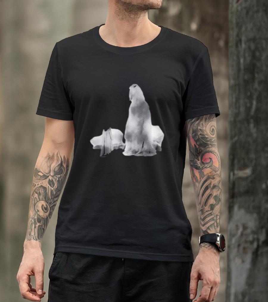 Luh Calm Eerie Spectral Figures On Dark Mysterious Background T-Shirt
