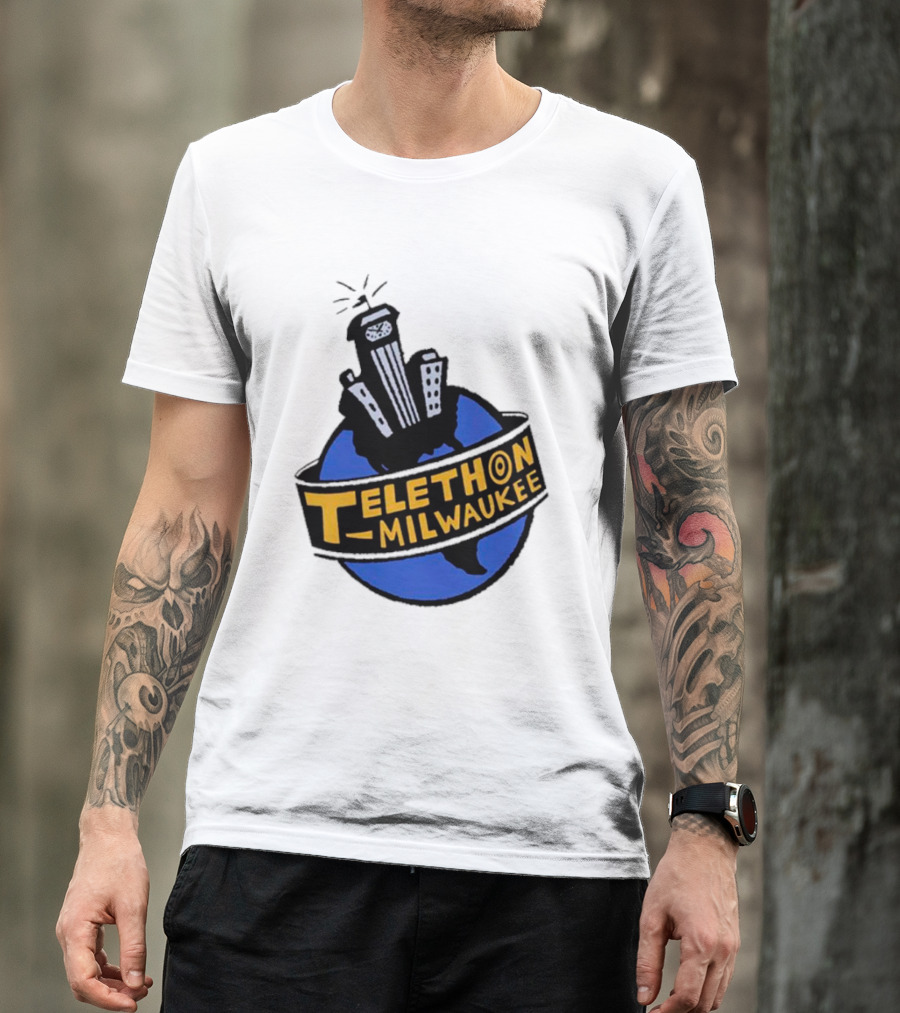 Telethon Milwaukee City Skyline Over Earth T-Shirt