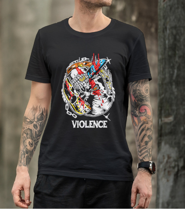 Slasher Mask Chainsaw Knife Violence T-Shirt