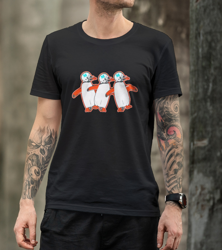 Miami Hurricanes Penguins Marching With Helmets T-Shirt