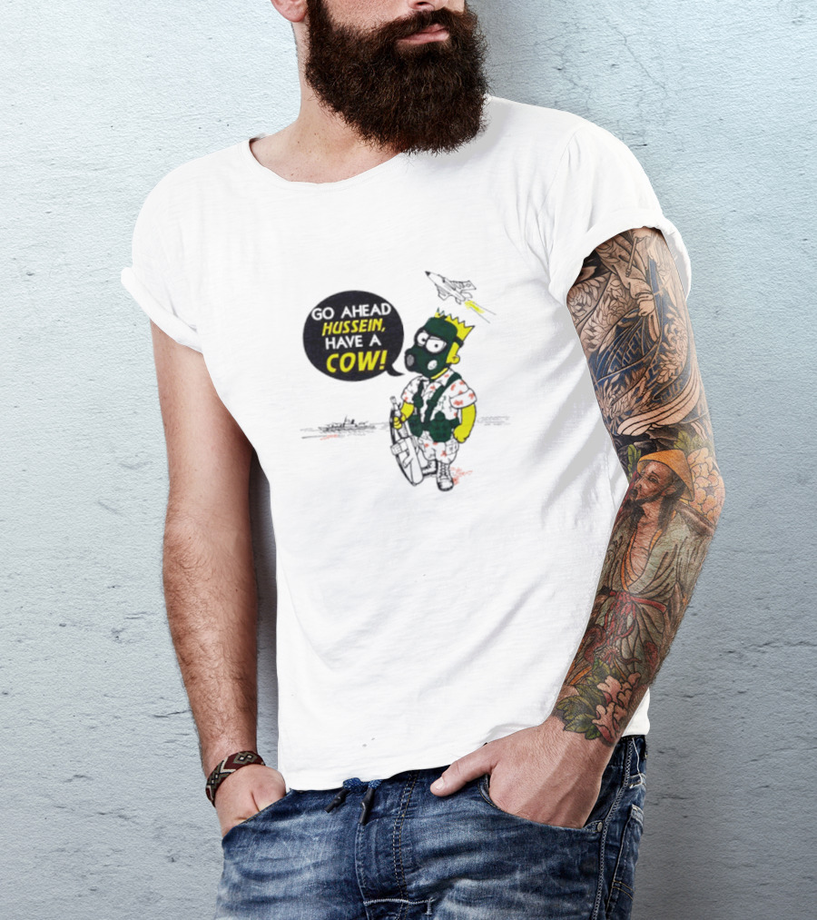 The Simpsons Go Ahead Hussein Have A Cow Comic With Military Jet And Tank T-Shirt