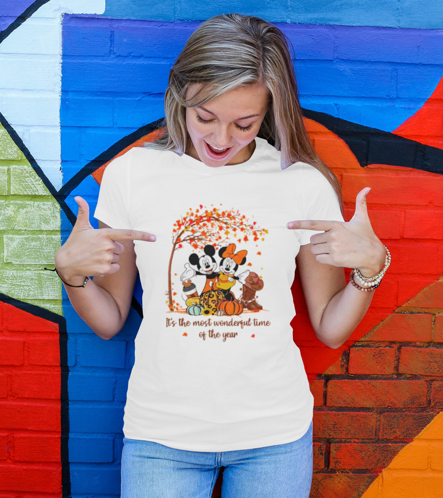 Mickey And Minnie It's The Most Wonderful Time Of The Year Thanksgiving T-Shirt