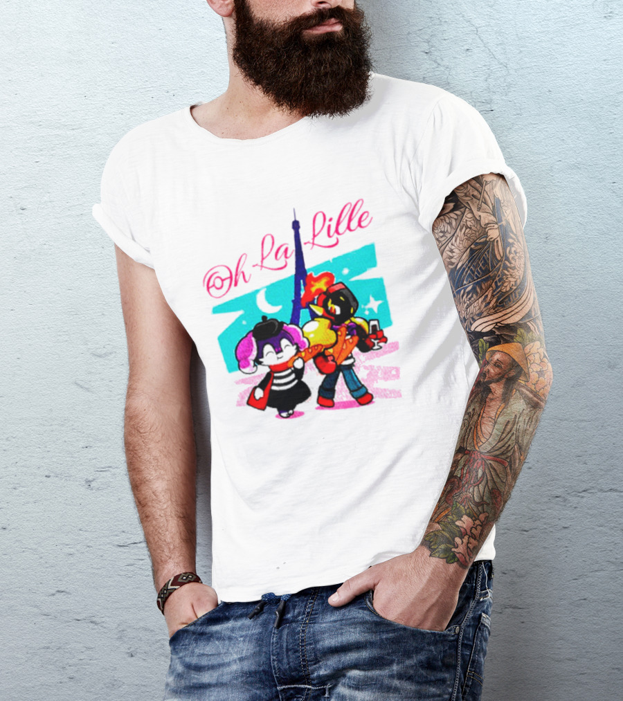 Oh La Lille Eiffel Tower Cartoon Characters T-Shirt
