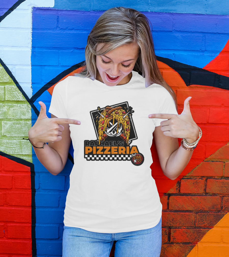Raphael's Pizzeria Just Stab N' Go Pizza Graphic With Slicing Swords T-Shirt