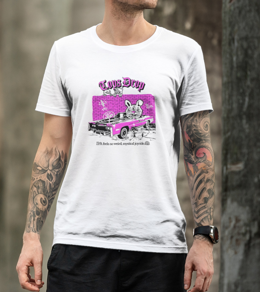 Tops Drop Feels So Weird Mystical Joyride Pink Lowrider With Cartoon Graffiti T-Shirt
