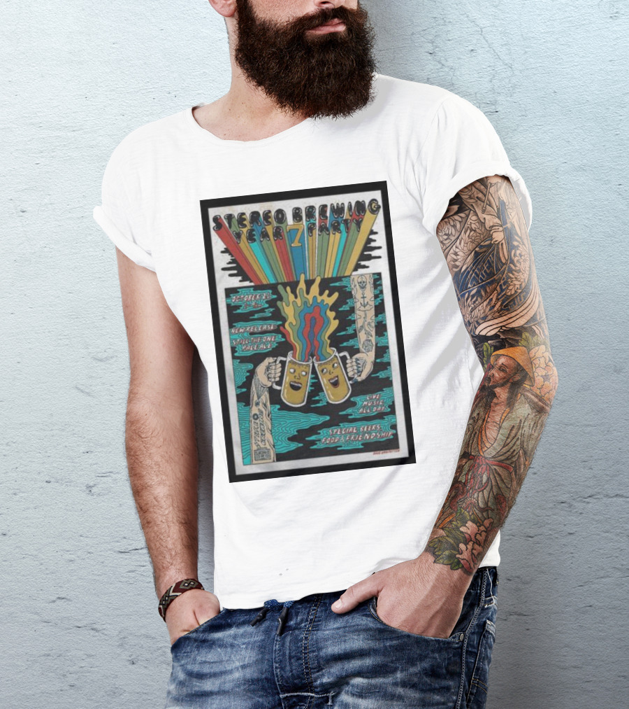 Stereo Brewing 7 Year Party October 7th Live Music Special Beers Food Friendship T-Shirt