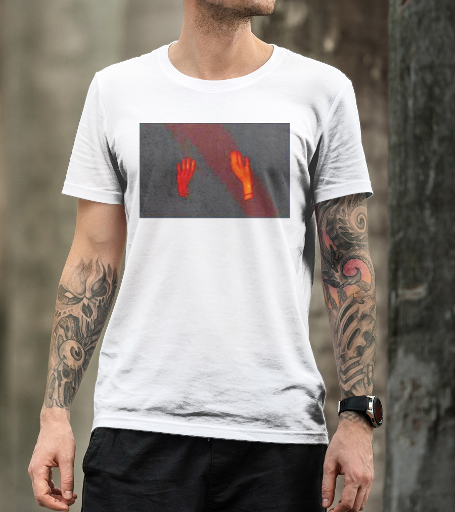 Hands To The Sky Vibrant Red Elevated Gesture T-Shirt