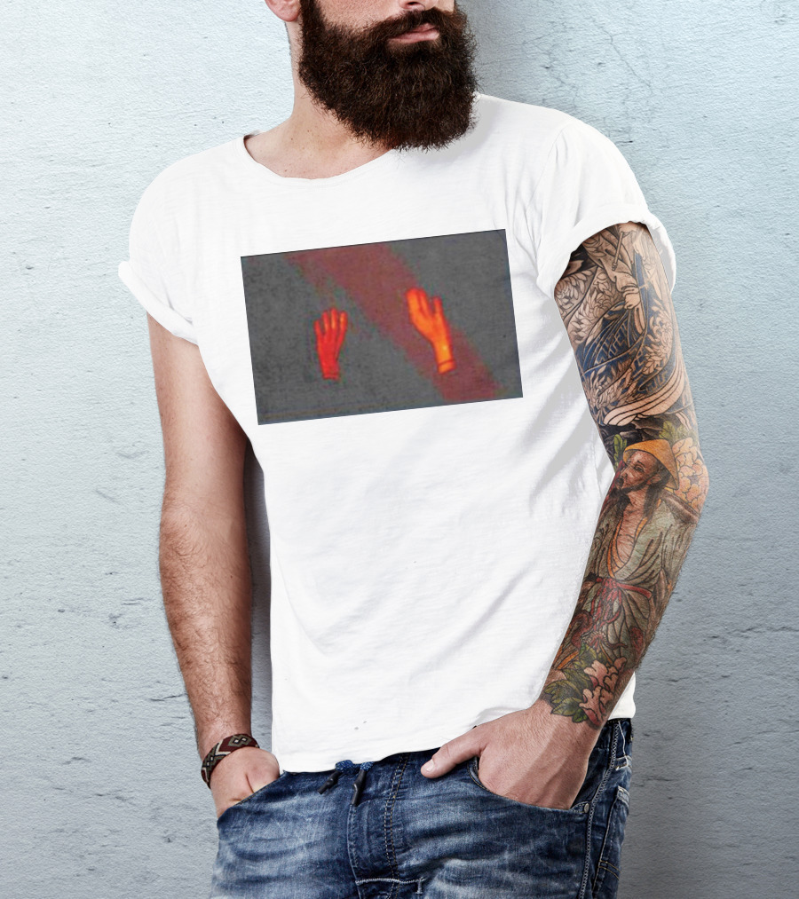 Hands To The Sky Vibrant Red Elevated Gesture T-Shirt