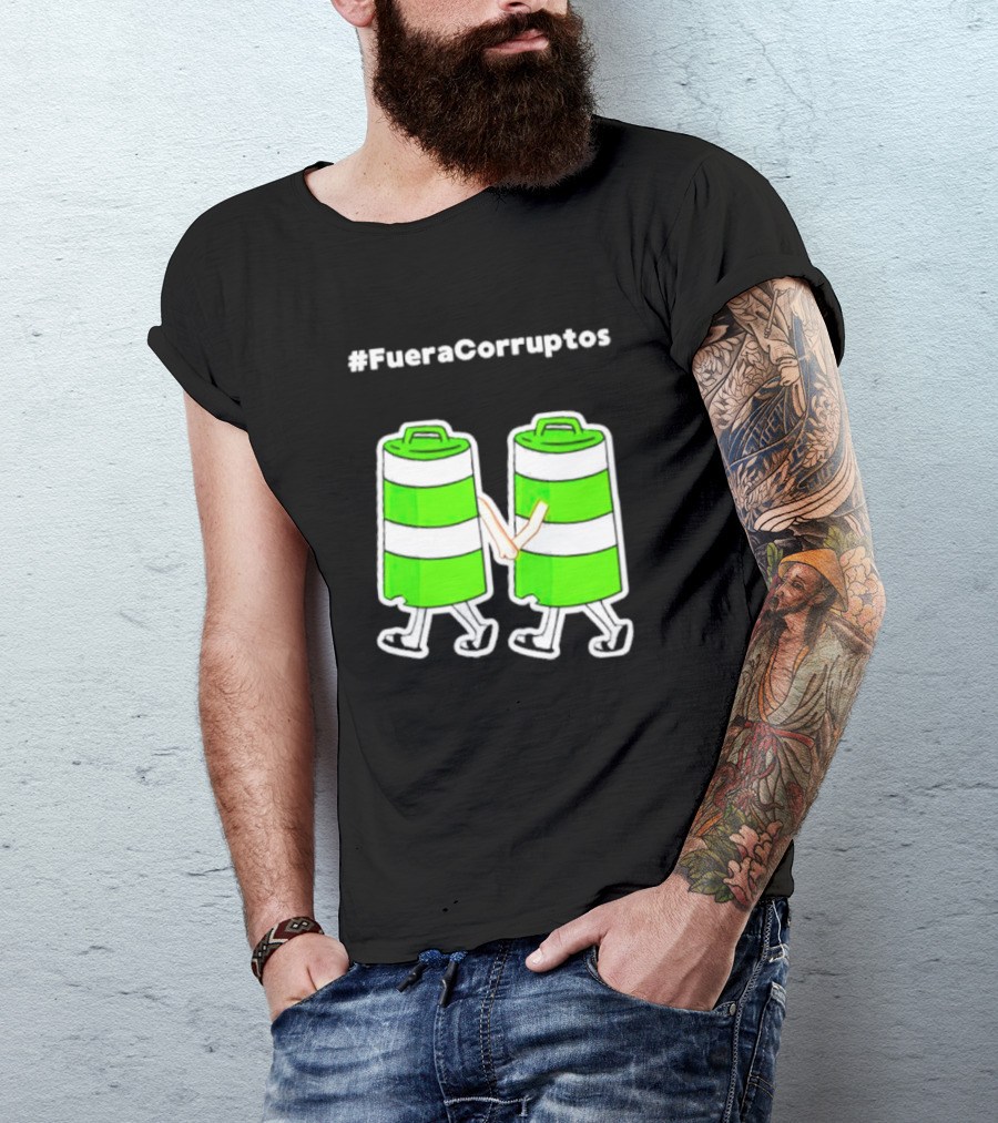 Paola Hurtado Uri Samayoa #Fueracorruptos Green Bins Handshake T-Shirt