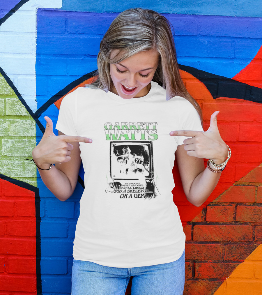 Garrett Watts Haunted Ghosts Skeleton Gem TV House Image T-Shirt