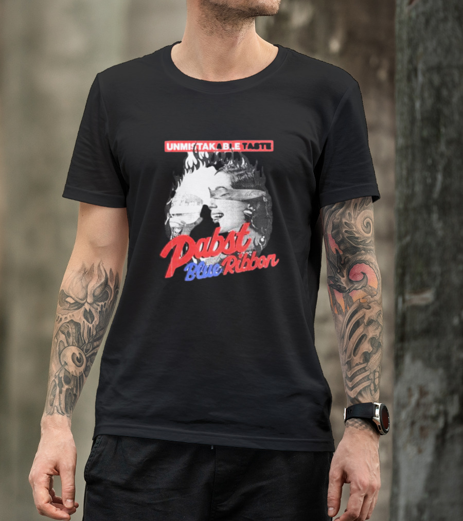 Unmistakable Taste Pabst Blue Ribbon Fiery T-Shirt
