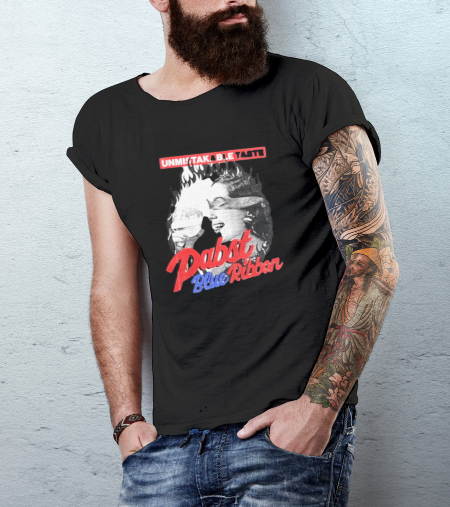 Unmistakable Taste Pabst Blue Ribbon Fiery T-Shirt