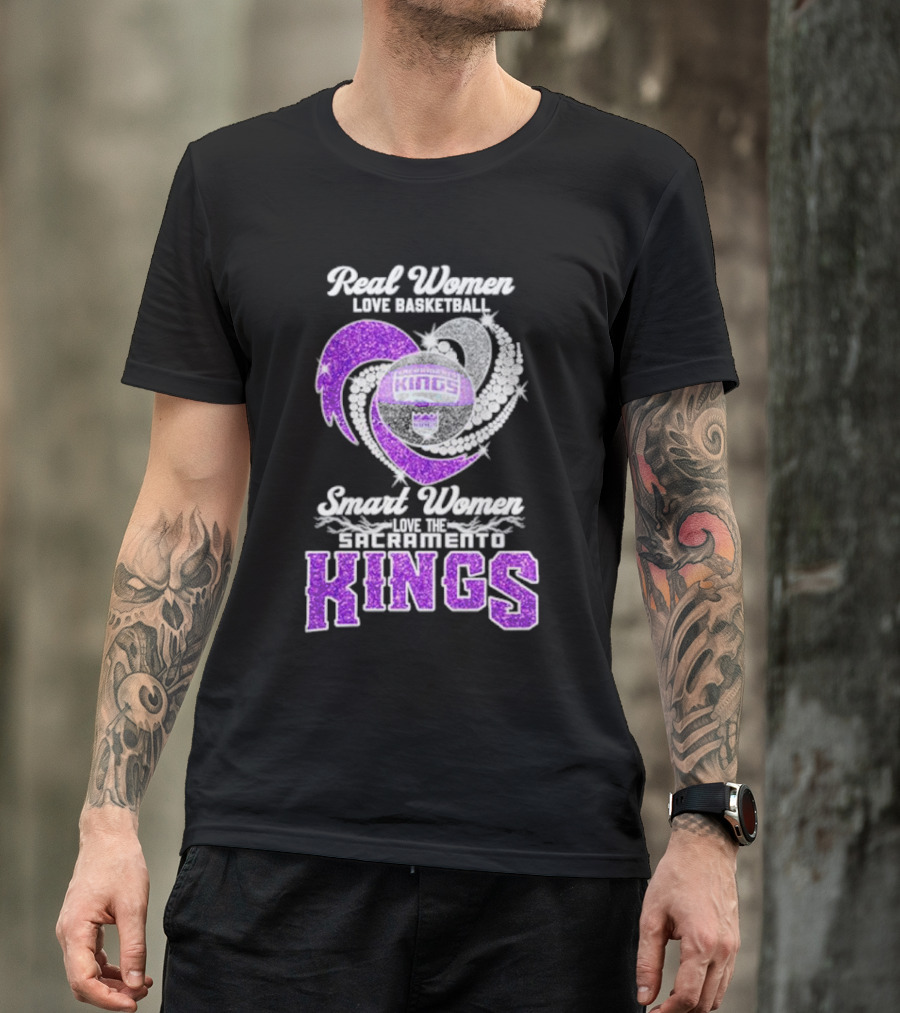 Real Women Love Basketball Smart Women Love The Sacramento Kings Kings Logo Basketball T-Shirt
