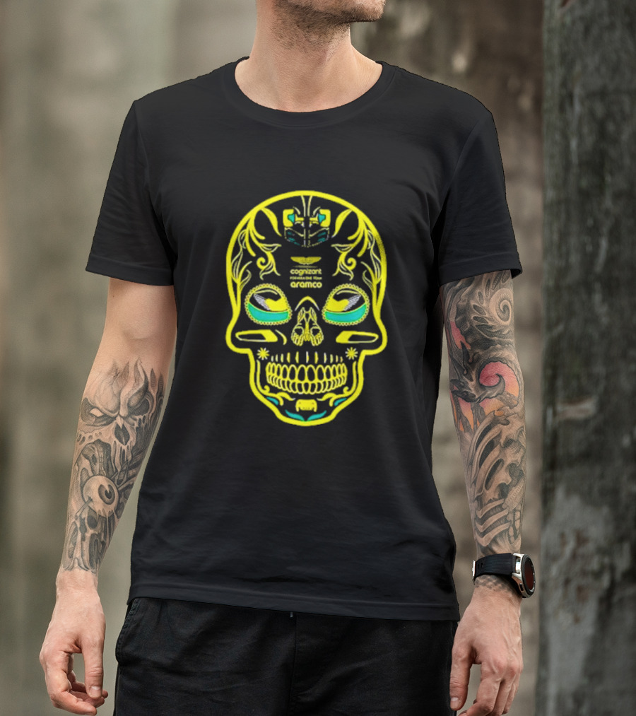 Aston Martin F1 Team Mexico GP Cognizant Aramco Sugar Skull T-Shirt