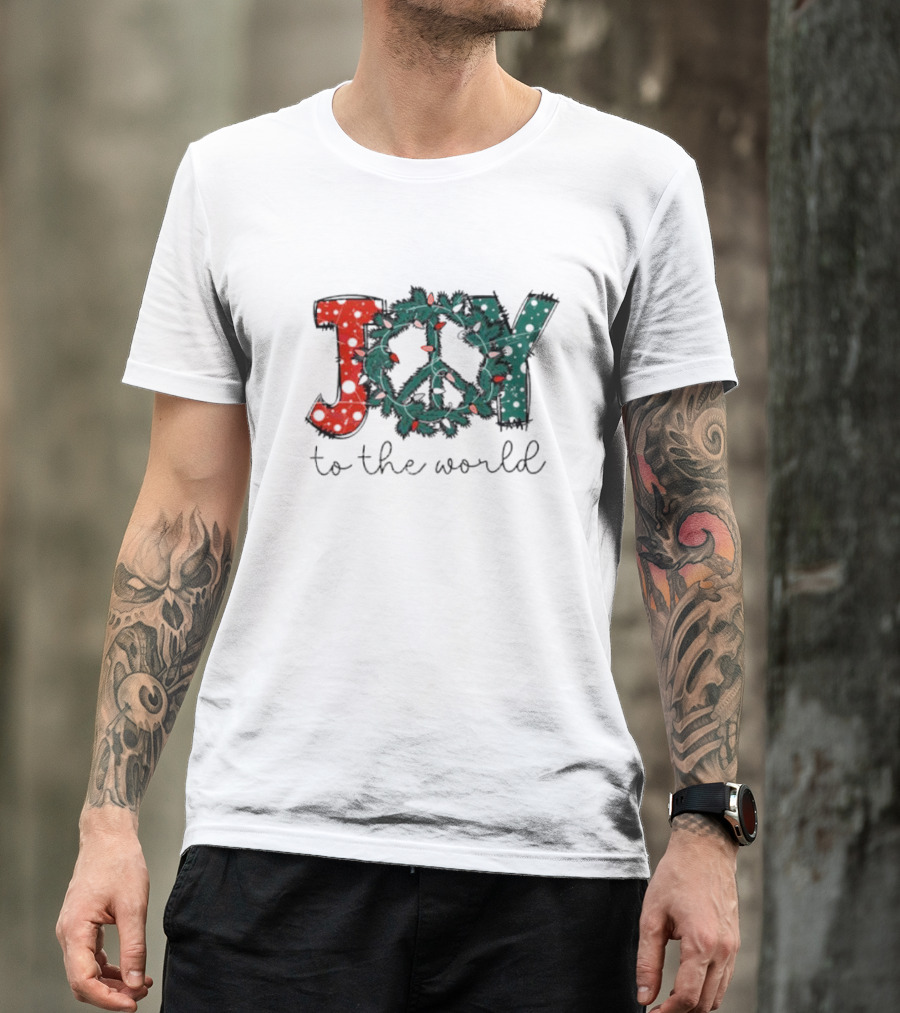 Joy To The World Christmas Wreath Peace T-Shirt
