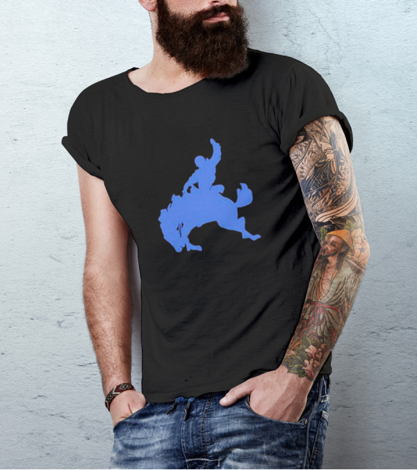 Bucking Bronco Silhouette Blue T-Shirt