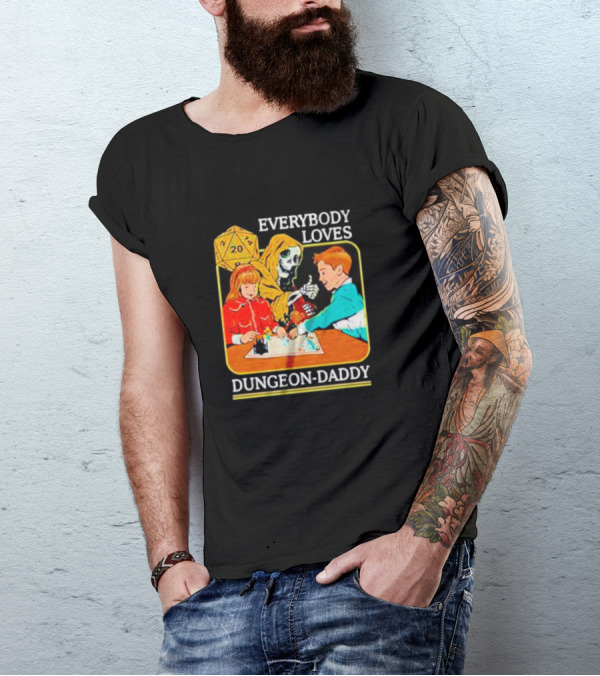 Everybody Loves Dungeon-Daddy Vintage RPG Dice Skeleton Adventure T-Shirt