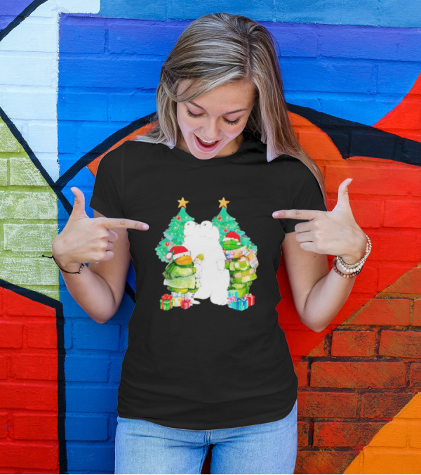 Frog And Toad Christmas Trees Presents Holiday Scene T-Shirt