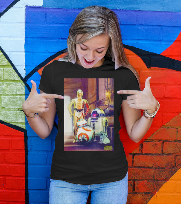 Three Droids C-3PO R2-D2 BB-8 Star Wars The Force Awakens T-Shirt