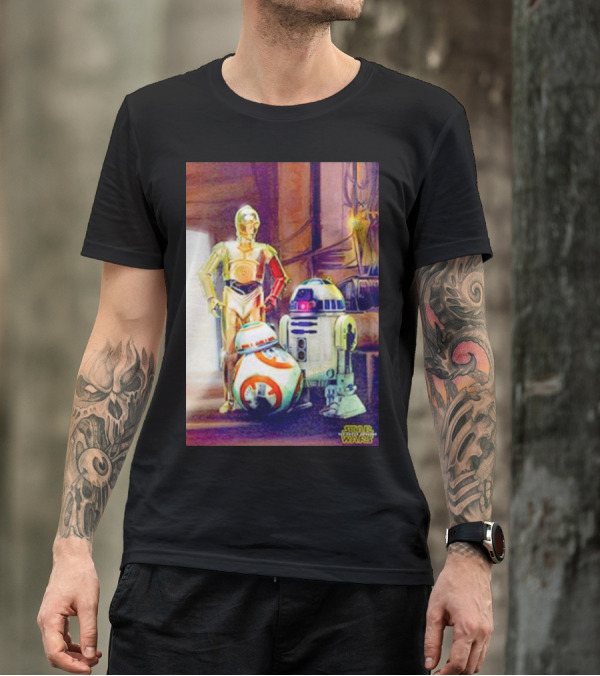 Three Droids C-3PO R2-D2 BB-8 Star Wars The Force Awakens T-Shirt