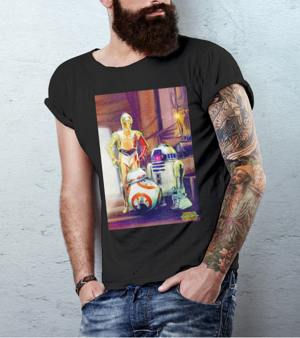 Three Droids C-3PO R2-D2 BB-8 Star Wars The Force Awakens T-Shirt