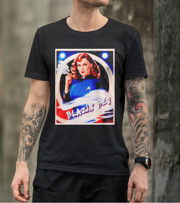 Blazin' Bev Retro Space Pioneer With Star Emblem T-Shirt