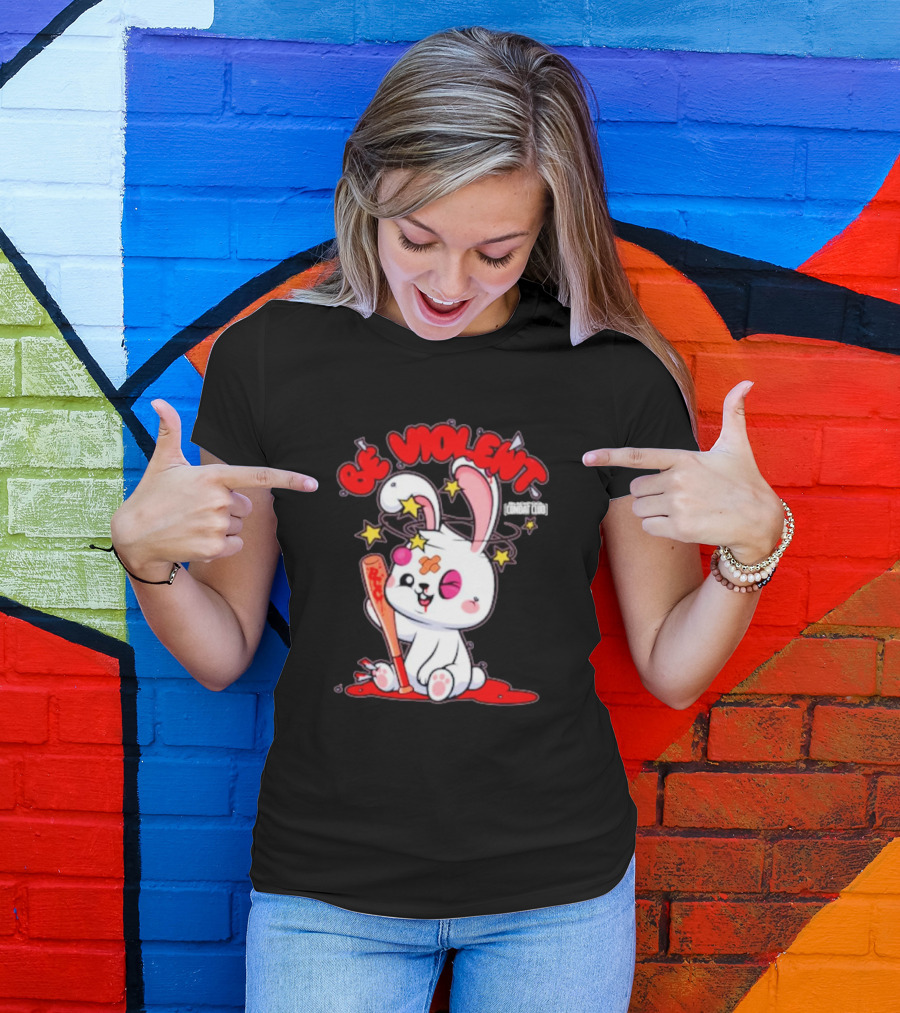 Blackpool Combat Club Be Violent Bunny With Bat T-Shirt