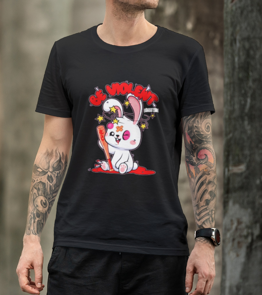 Blackpool Combat Club Be Violent Bunny With Bat T-Shirt