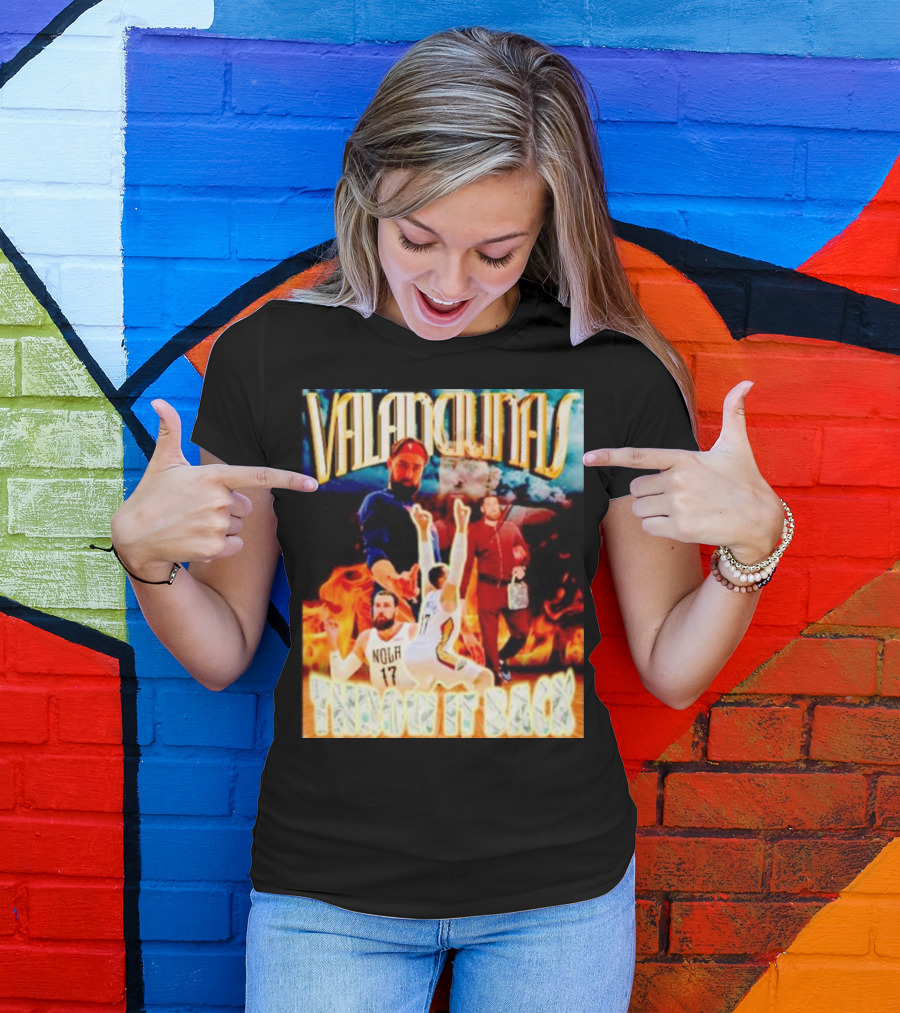 Valanciunas Throw It Back NOLA 17 Fire Basketball Montage T-Shirt