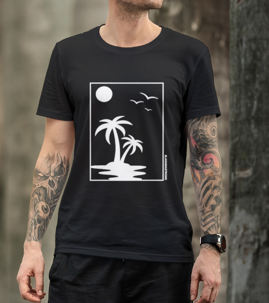 Not Enough Nelsons Lahaina Strong Palm Trees And Birds Scene T-Shirt