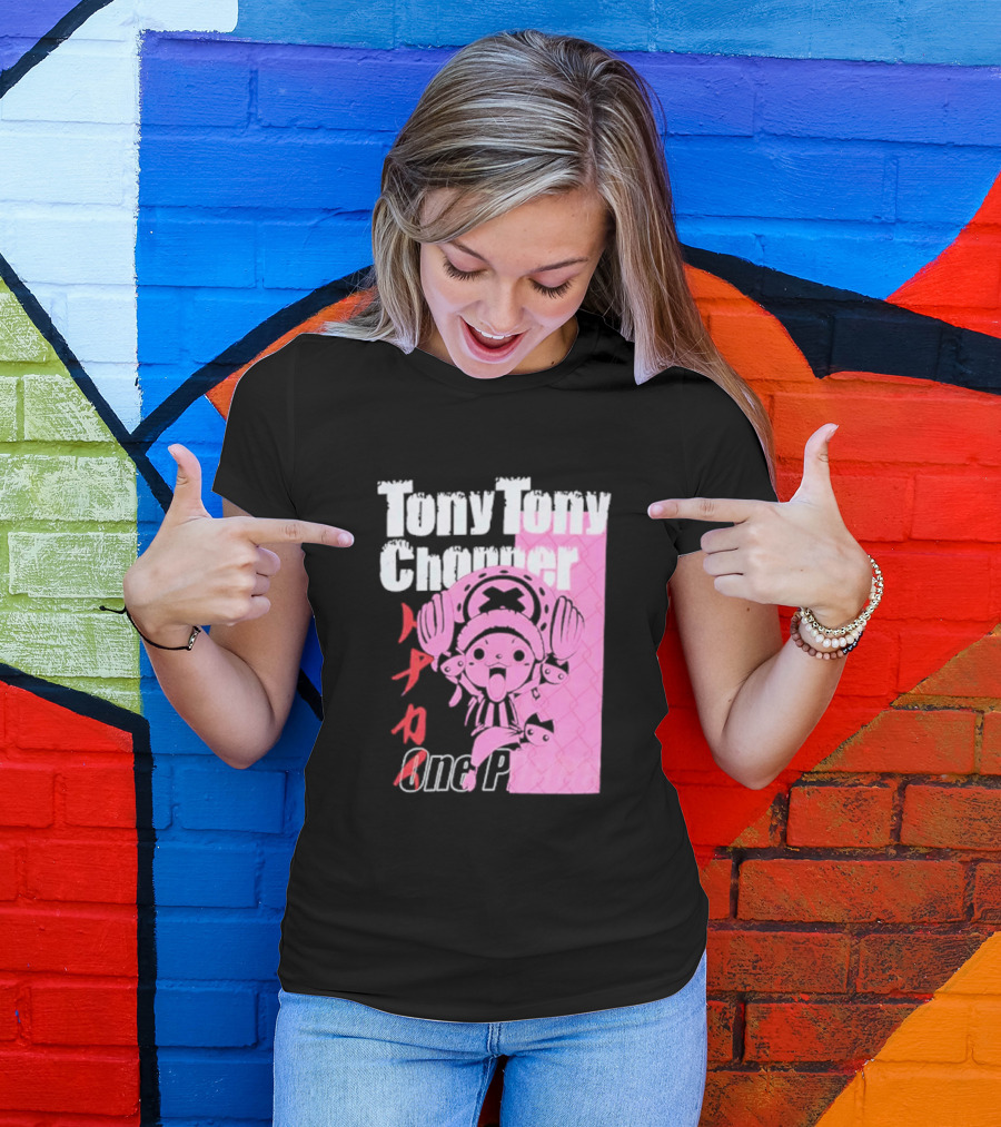 Tony Tony Chopper One Piece Pink Tonal Japanese Text T-Shirt