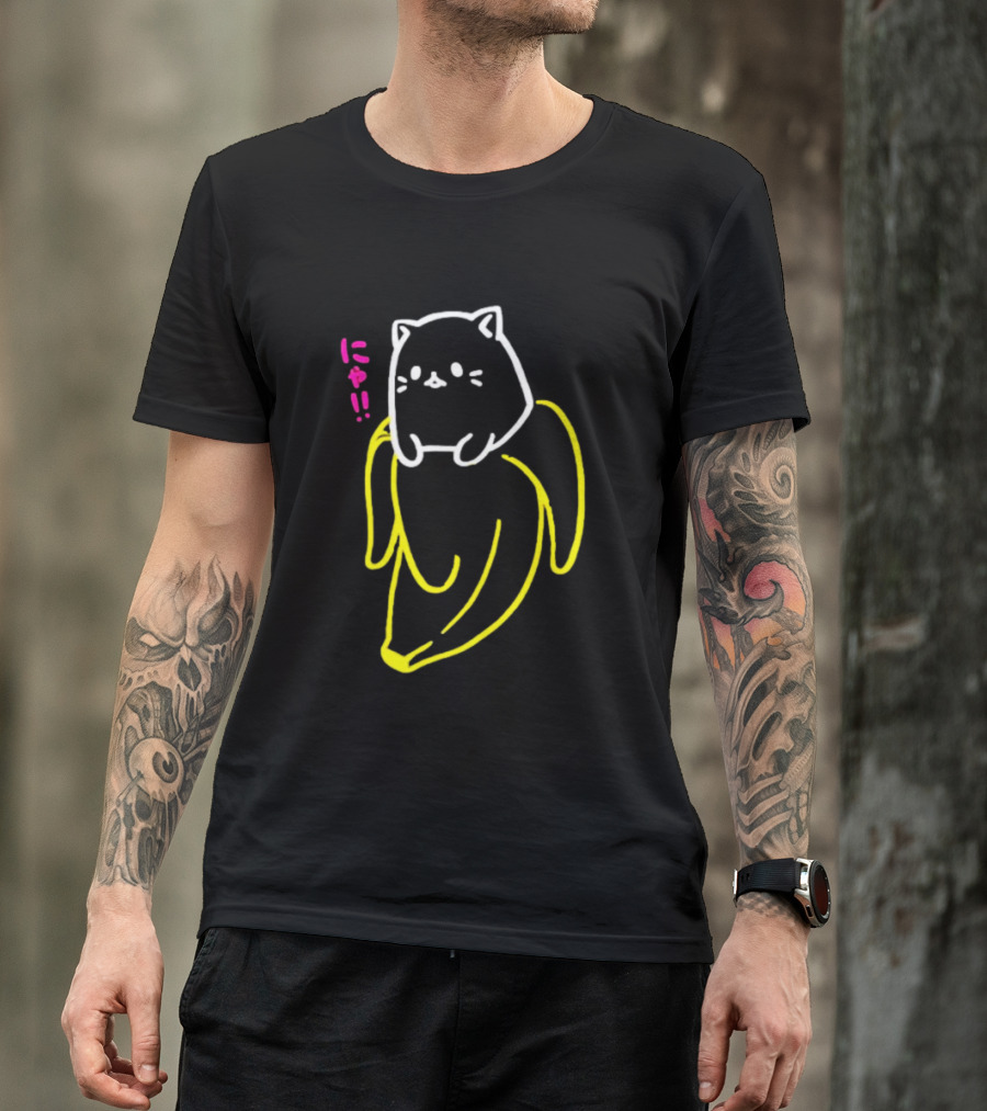 Bananya Crunchyroll Neon Cat Banana Nyanko T-Shirt