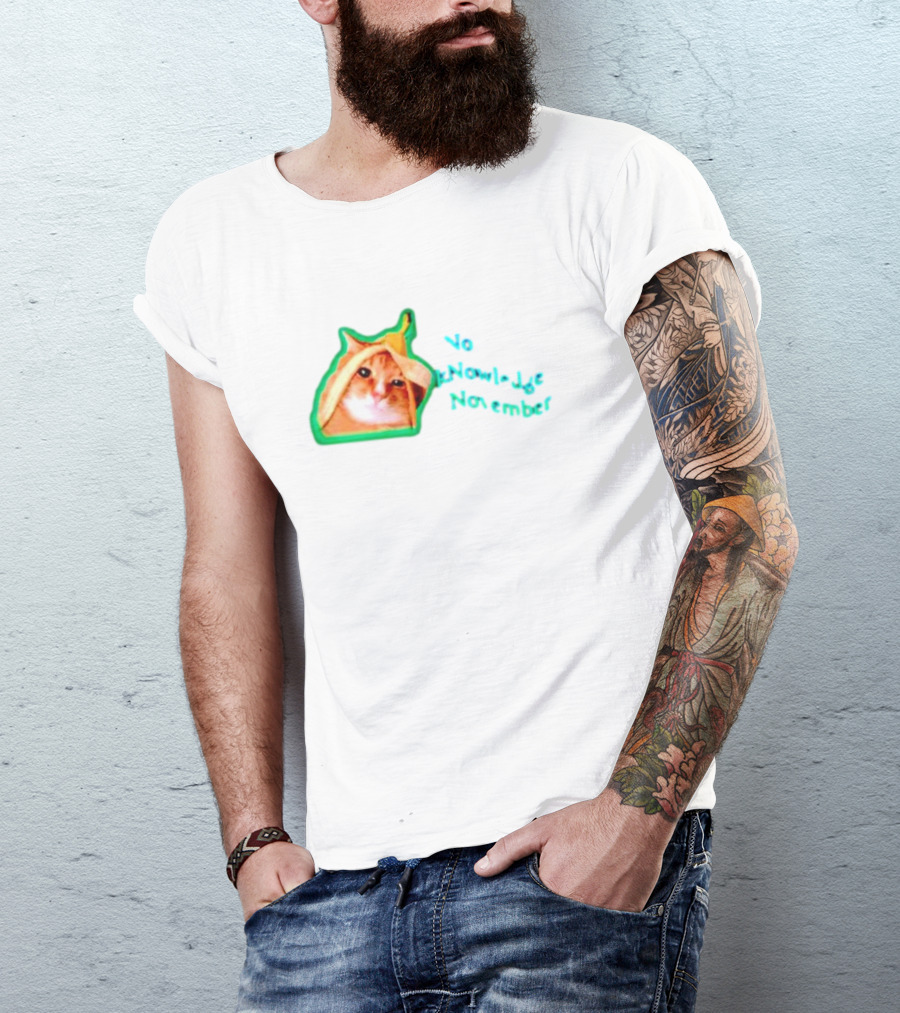 No KNowledge November Cat Banana Meme T-Shirt