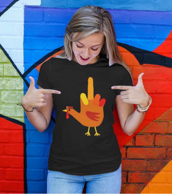 Thanksgiving Middle Finger Turkey Humor Hand Bird T-Shirt
