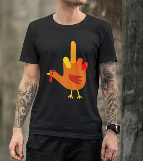 Thanksgiving Middle Finger Turkey Humor Hand Bird T-Shirt