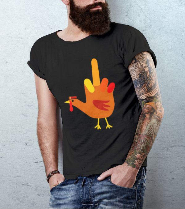 Thanksgiving Middle Finger Turkey Humor Hand Bird T-Shirt
