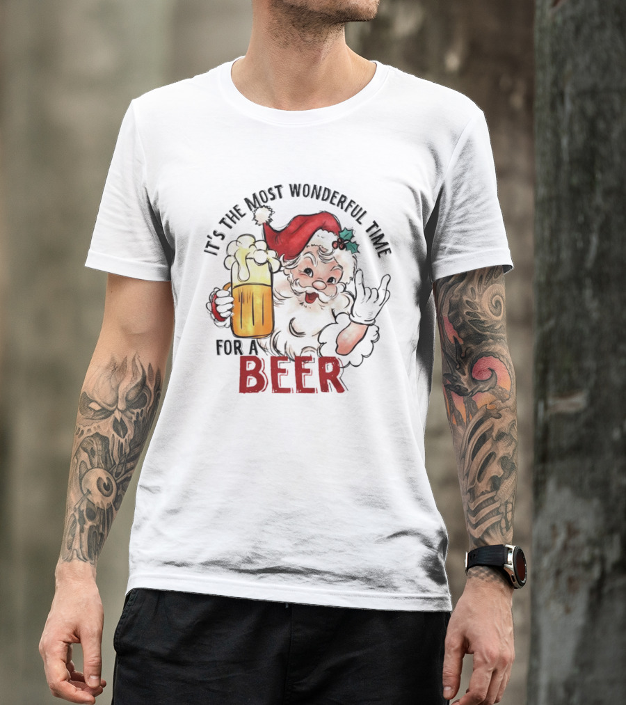 Santa It's The Most Wonderful Time For A Beer Christmas T-Shirt
