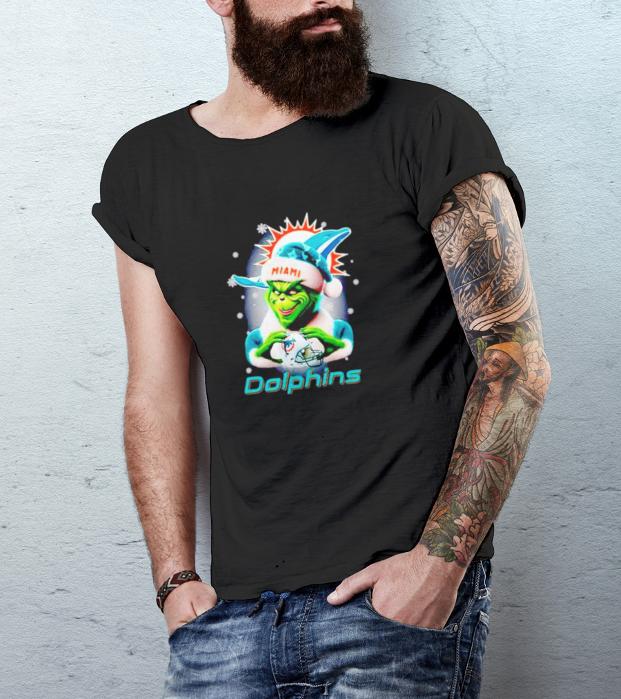 The Grinch Santa Miami Dolphins Christmas T-Shirt