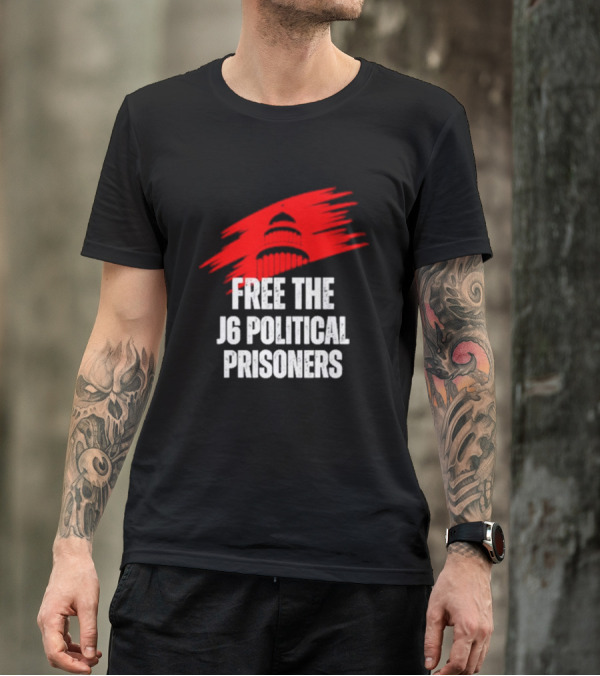 Free The J6 Political Prisoners Capitol Building Red Brushstroke T-Shirt