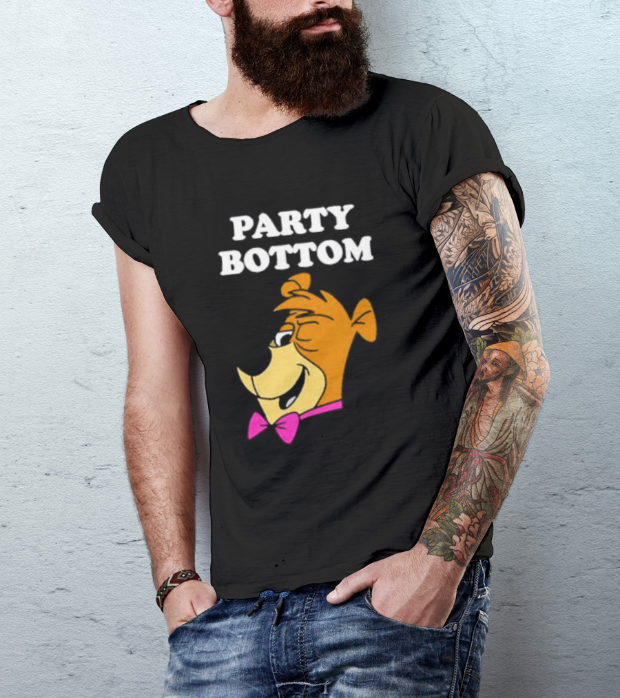 Yogi Bear Party Bottom Fun Cartoon Character With Pink Bow Tie T-Shirt
