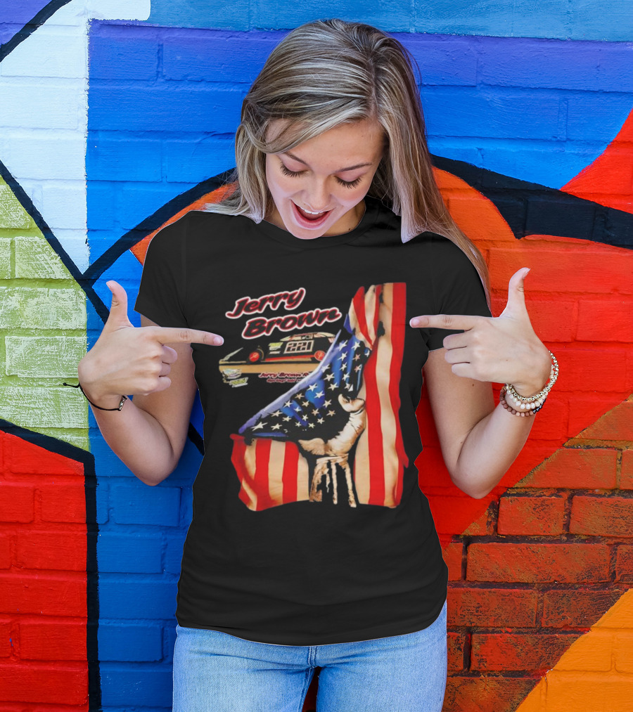 Jerry Brown Blood Inside Me American Flag Race Car 88 T-Shirt