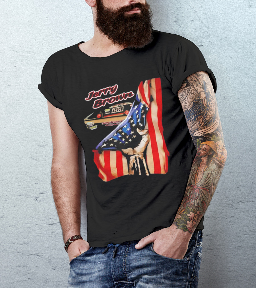 Jerry Brown Blood Inside Me American Flag Race Car 88 T-Shirt