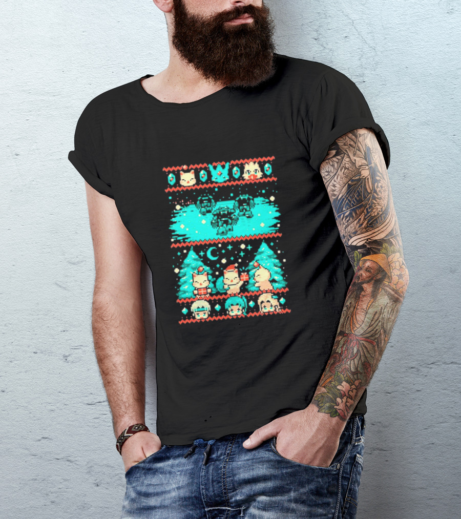 Esper Of Christmas 8-Bit Holiday Pixel Art With Festive Characters T-Shirt