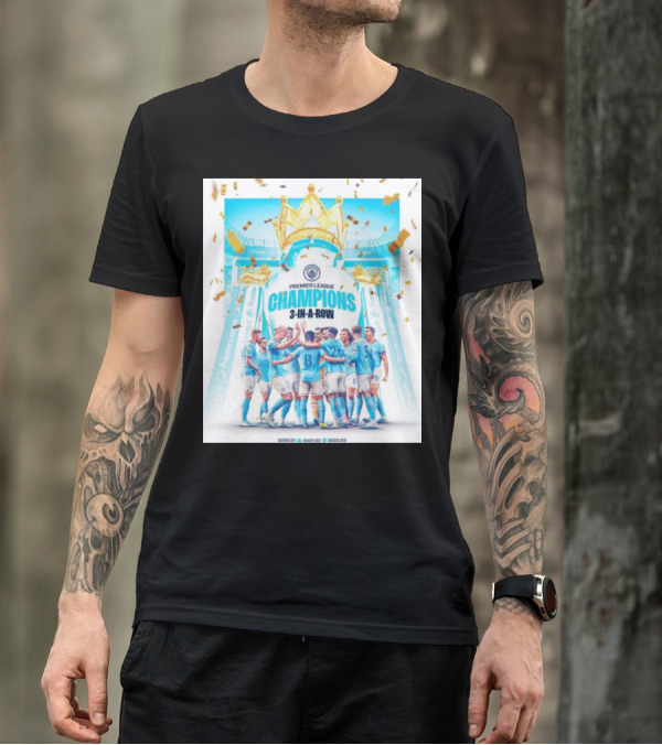 Premier League Champions 3 In A Row Manchester City 2020/21 2021/22 2022/23 T-Shirt