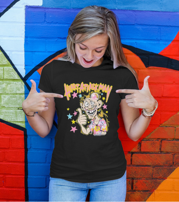 Heart Attack Man Freak Of Nature Cartoon Character With Stars And Thumbs Up T-Shirt
