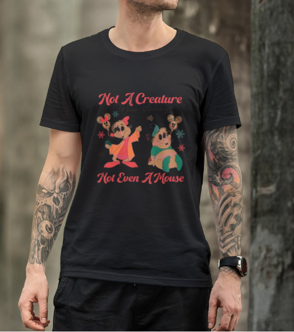 Not A Creature Was Stirring Not Even A Mouse Jaq And Gus Holiday Snowflakes T-Shirt