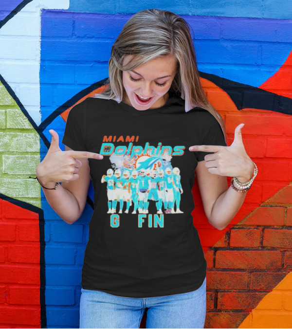 Miami Dolphins Go Fins Players Logo Team Spirit T-Shirt