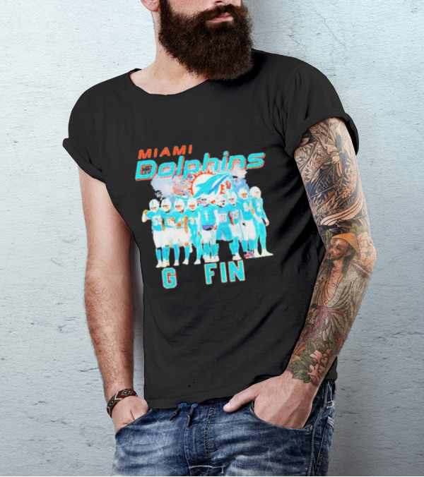 Miami Dolphins Go Fins Players Logo Team Spirit T-Shirt